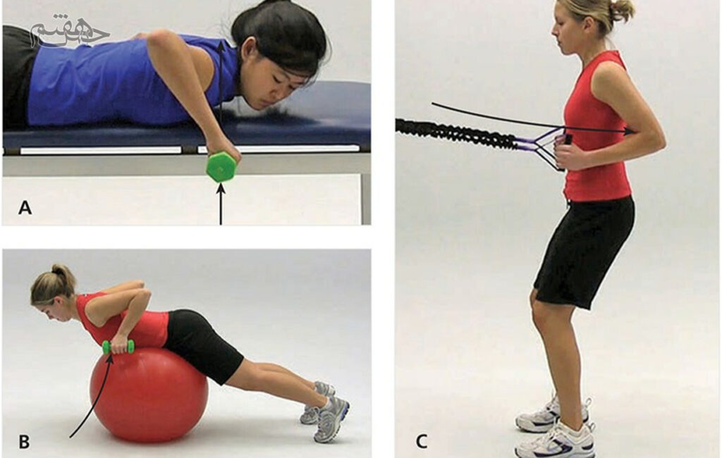 تمرین دوم از تمرینات مقاومتی برای تأمین تثبیت شانه